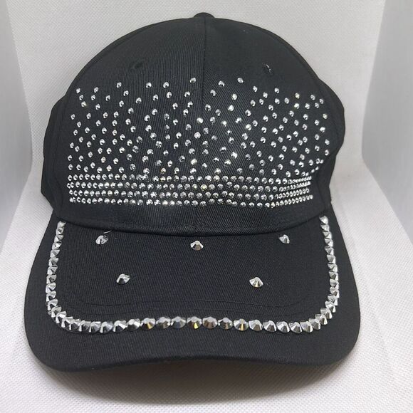 Black Rhinestone Studded Baseball Cap - Picture 1 of 5